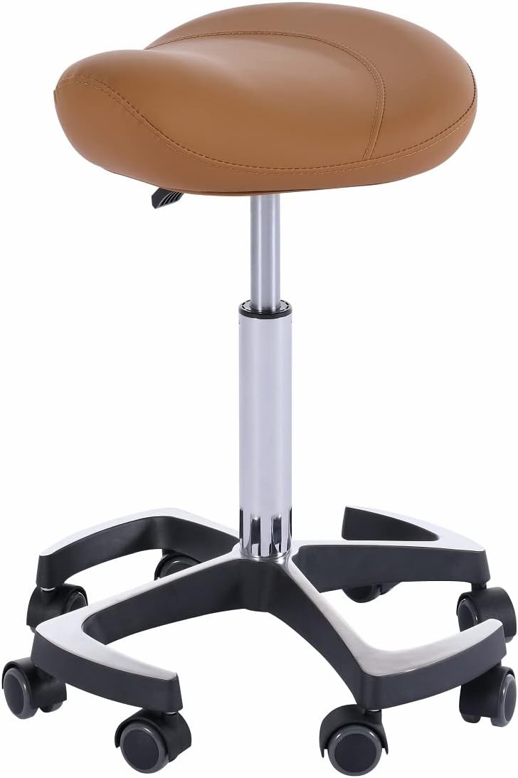 Hydraulic Saddle Stool with Wheels Height Adjustable Ergonomic Rolling Swivel Chair N160815