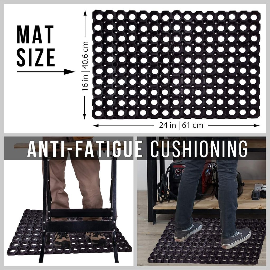 Interlocking Rubber Drainage Floor Mat 24 x 16 inches 12 Mats J33664