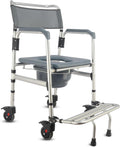 3-in-1 Aluminum Bedside Commode Toilet Shower Chair with Swivel Wheels K7959