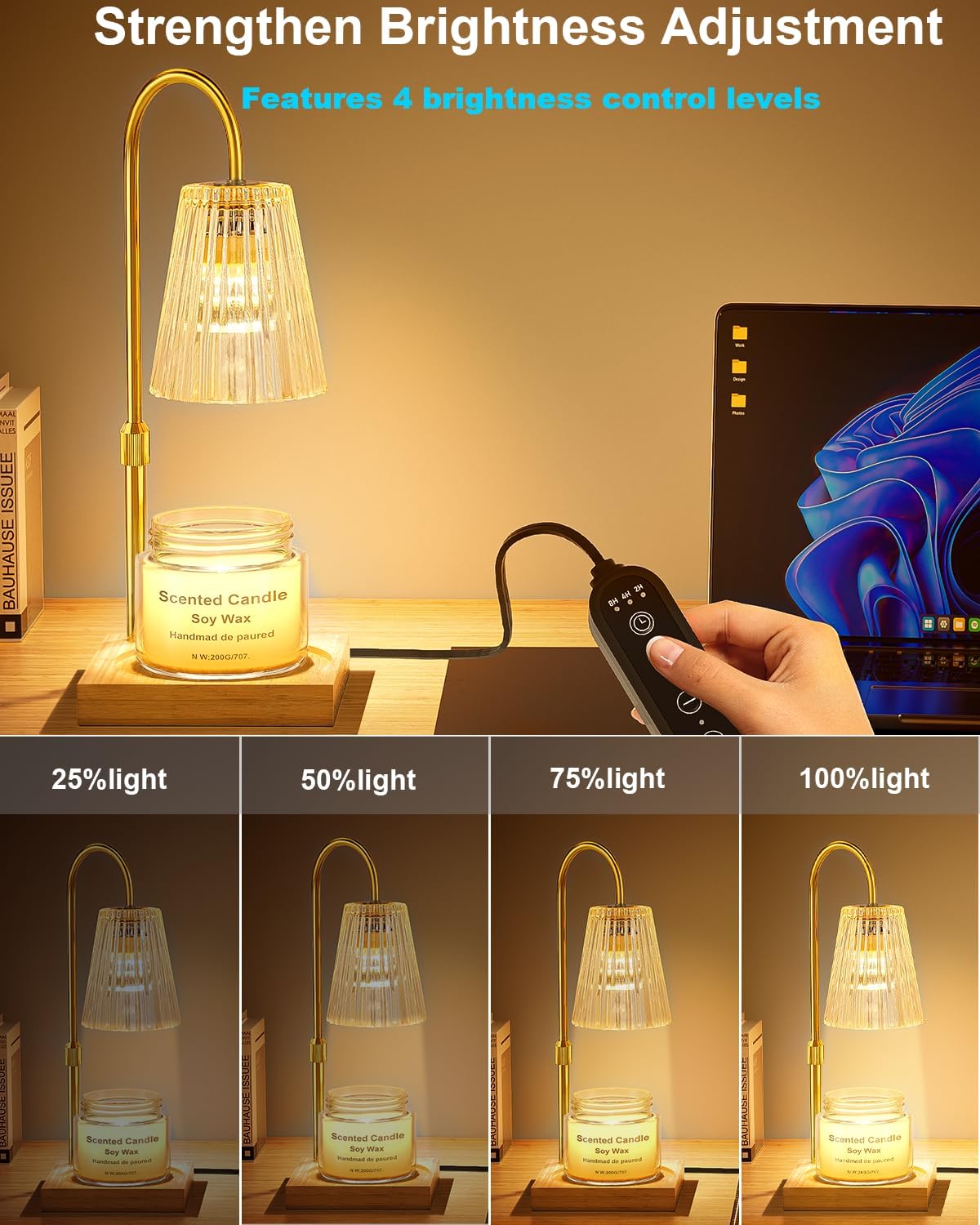 Candle Warmer Lamp with Timer, Dimmable, Adjustable Height M193