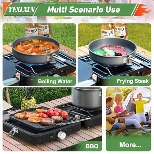 2-Burner Foldable Propane Camp Stove with Griddle and Carrying Bag V66086