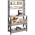 5-Tier Industrial Wood Baker’s Rack Storage Shelf, Gray Y2778