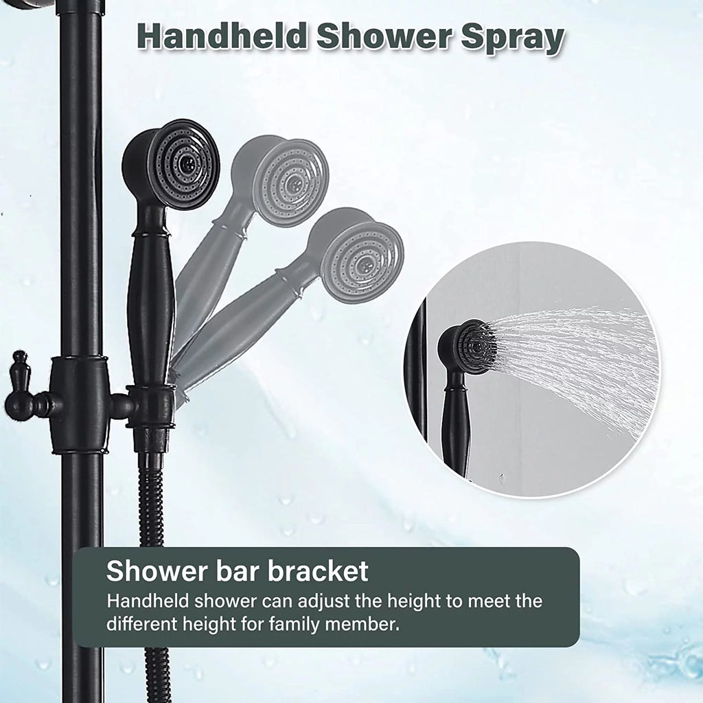 Oil Rubbed Bronze Exposed Shower Faucet Set 8" Rain Head T837