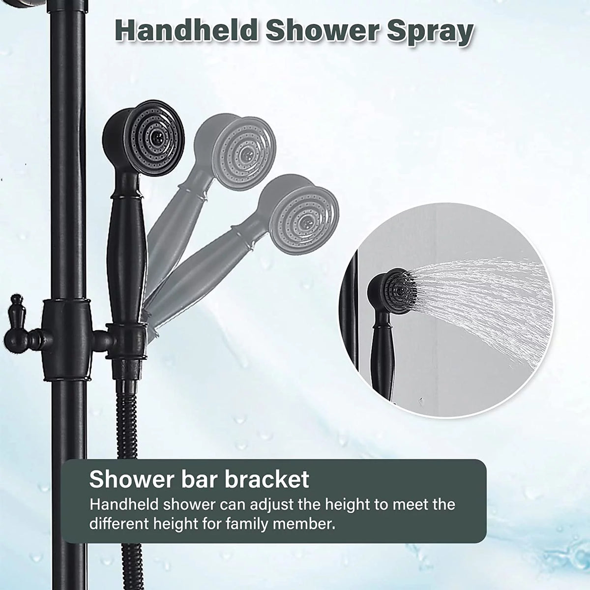 Oil Rubbed Bronze Exposed Shower Faucet Set 8" Rain Head T837