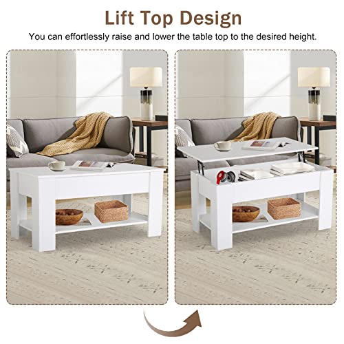 Black Wooden Lift Top Coffee Table with Storage Shelf Q7864