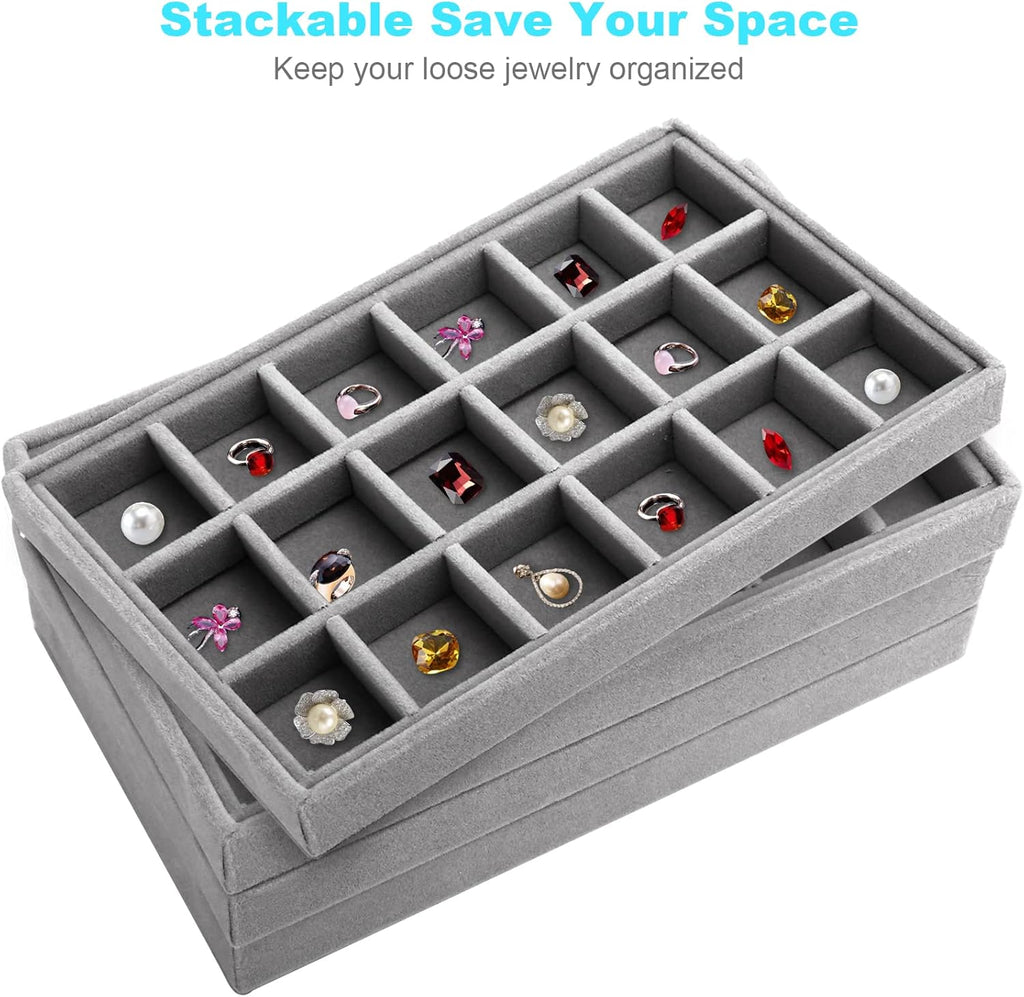 4 Pcs Velvet Jewelry Organizer Trays W8332