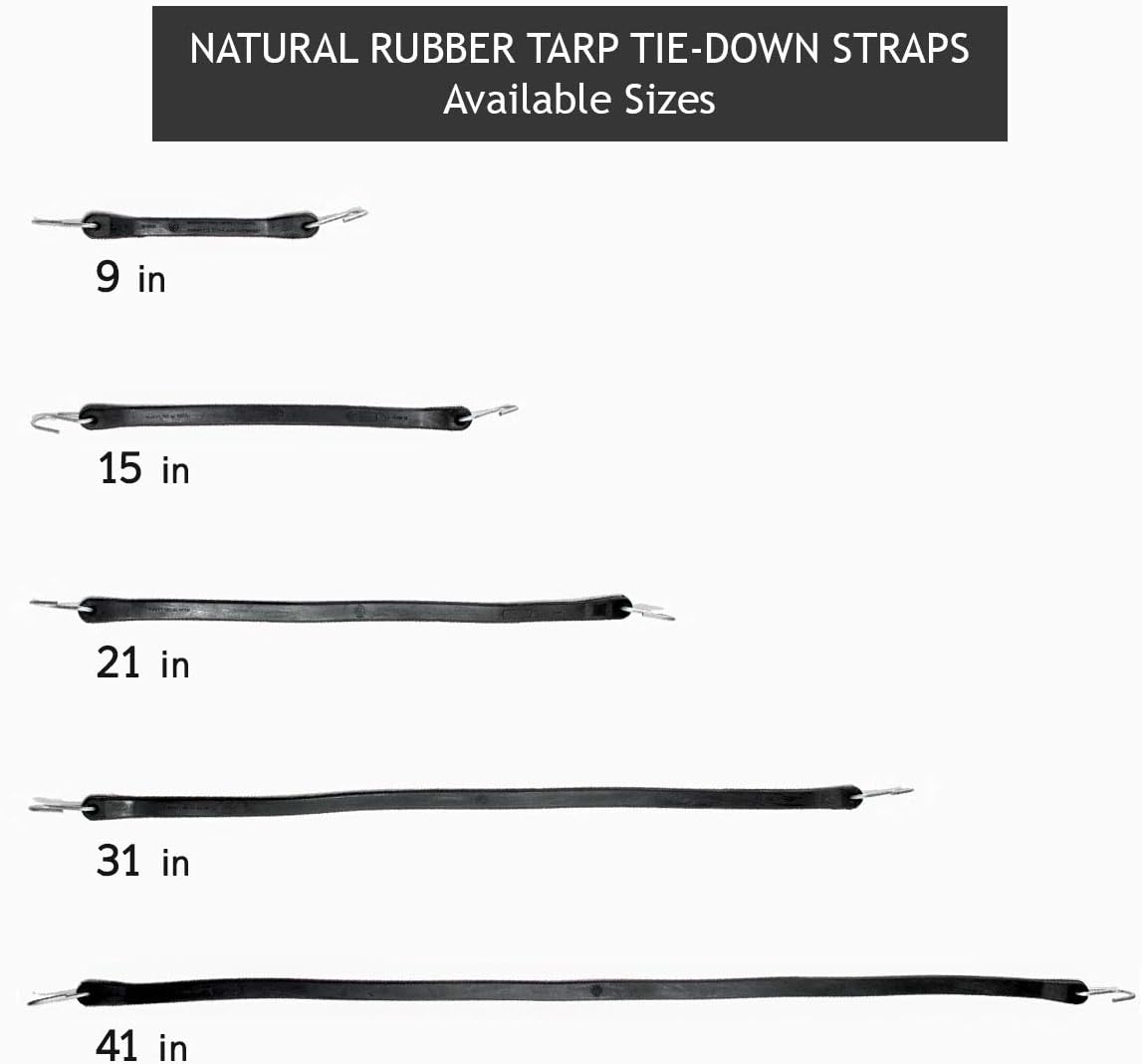 50 Pack 21" Natural Rubber Tarp Straps with Metal S-Hooks C336