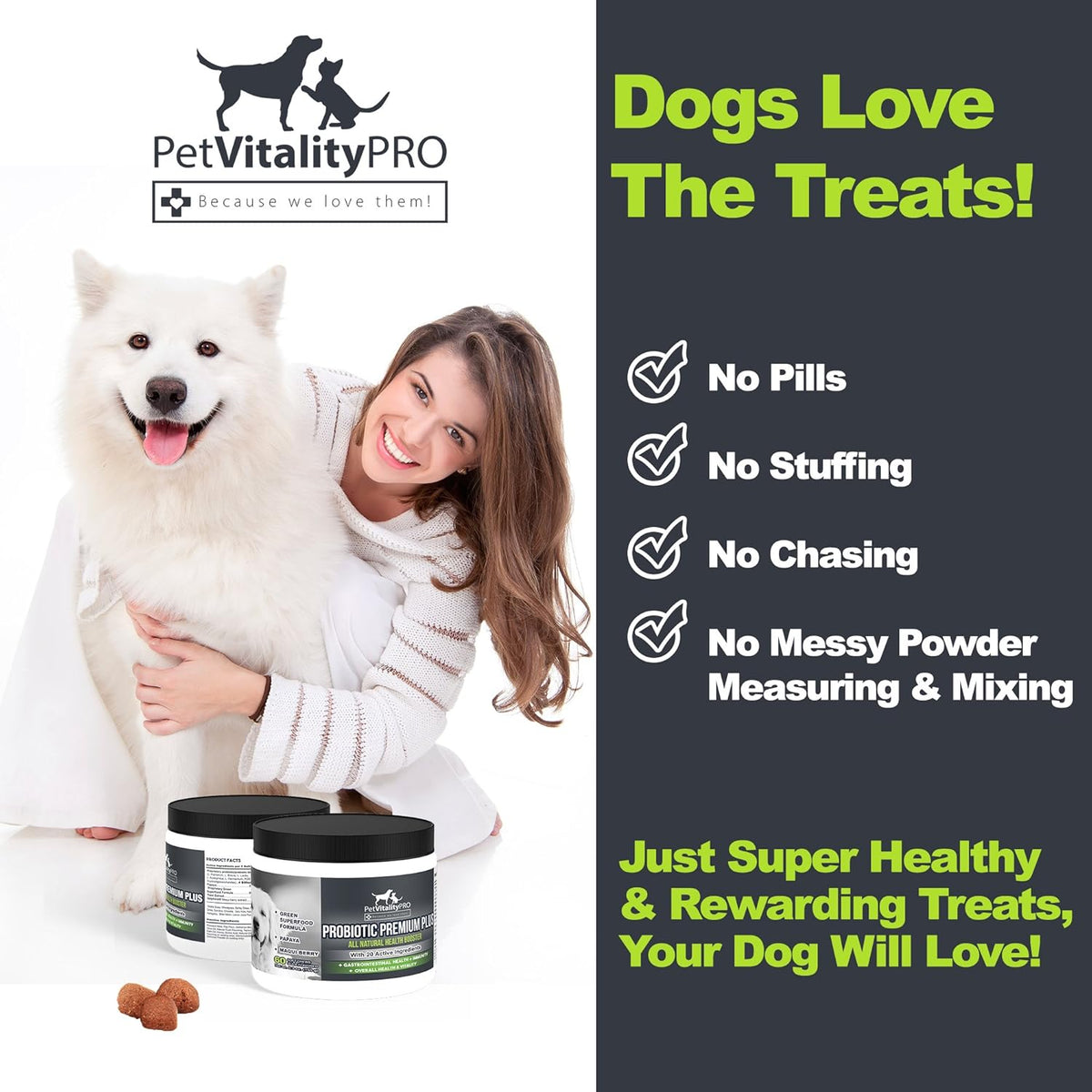 Probiotics for Dogs with Natural Digestive Enzymes, 4 Bill CFUs/2 Soft Chews, 60 Count S52380