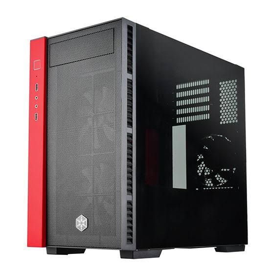 Micro-ATX Case with Tempered Glass Side Panel RGB Fans Black & Red Z58723