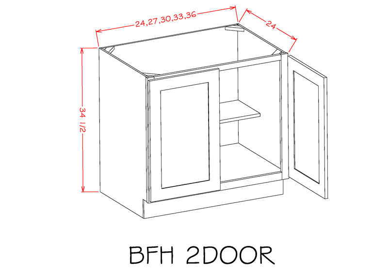 White 2 Door 1 Shelf Base Cabinet J67093