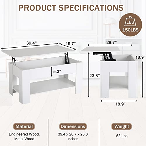 Black Wooden Lift Top Coffee Table with Storage Shelf Q7864