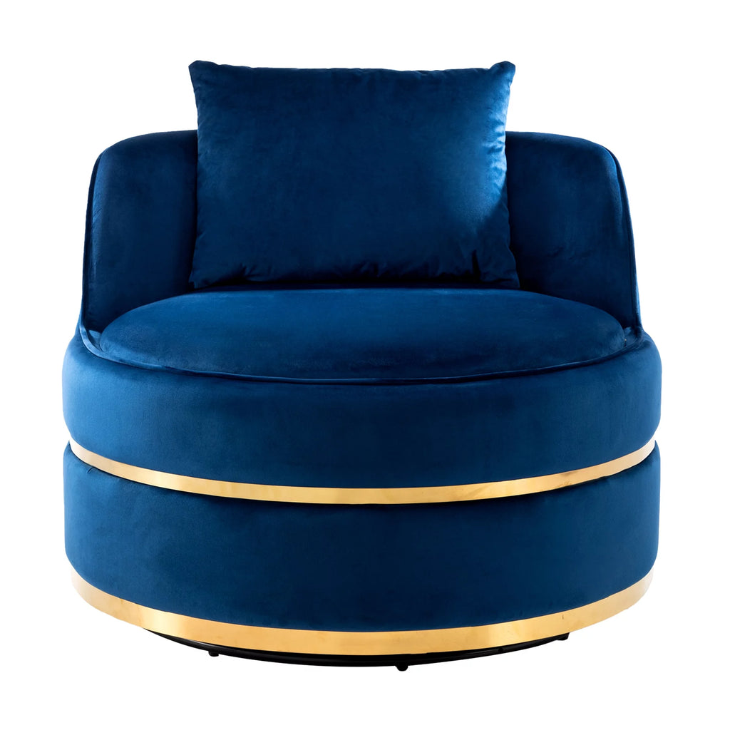 Blue Velvet Swivel Accent Barrel Chair with Seat Cushion R160