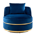 Blue Velvet Swivel Accent Barrel Chair with Seat Cushion R160