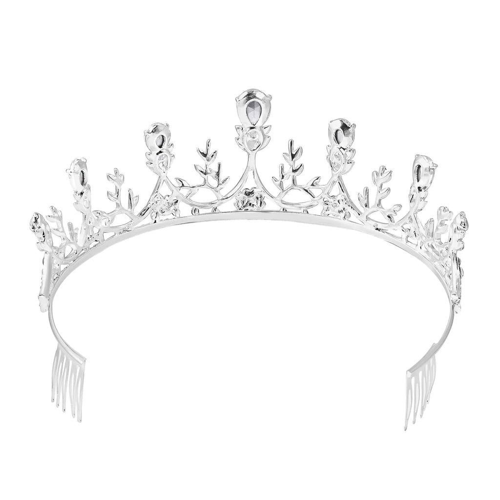 White Glass Crystal Crown Tiara Rhinestone Fashion Jewelry N688849