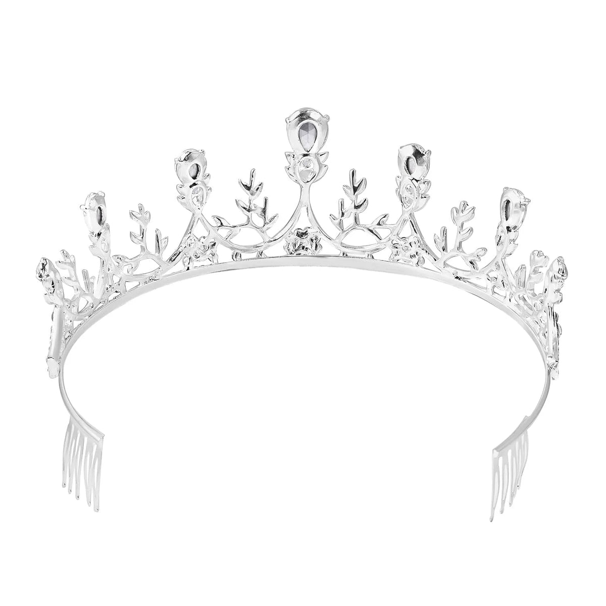 White Glass Crystal Crown Tiara Rhinestone Fashion Jewelry N688849