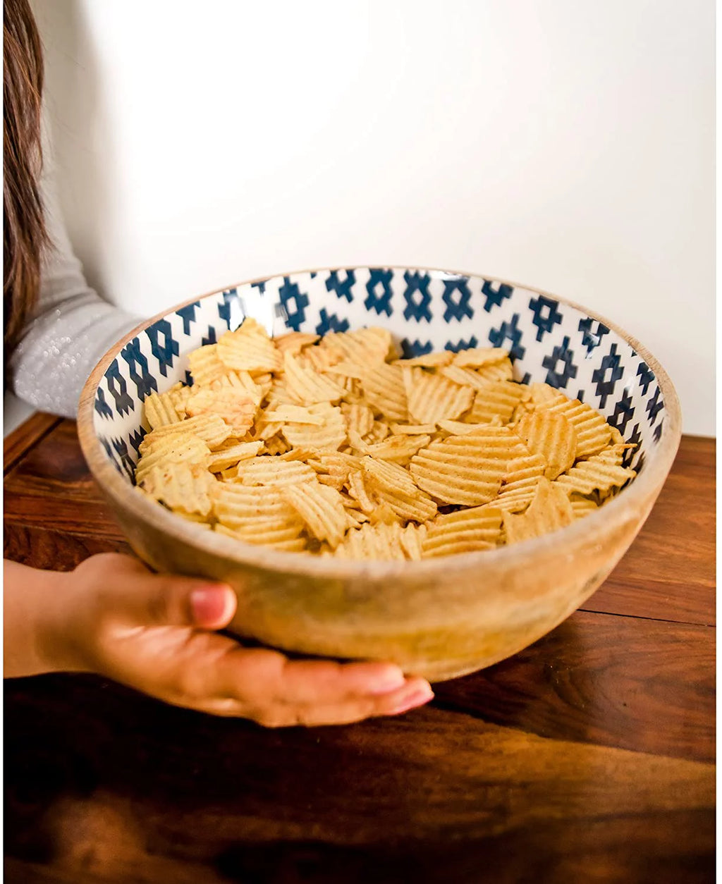 Mango Wood Salad Bowl with Serving Tongs Q9367