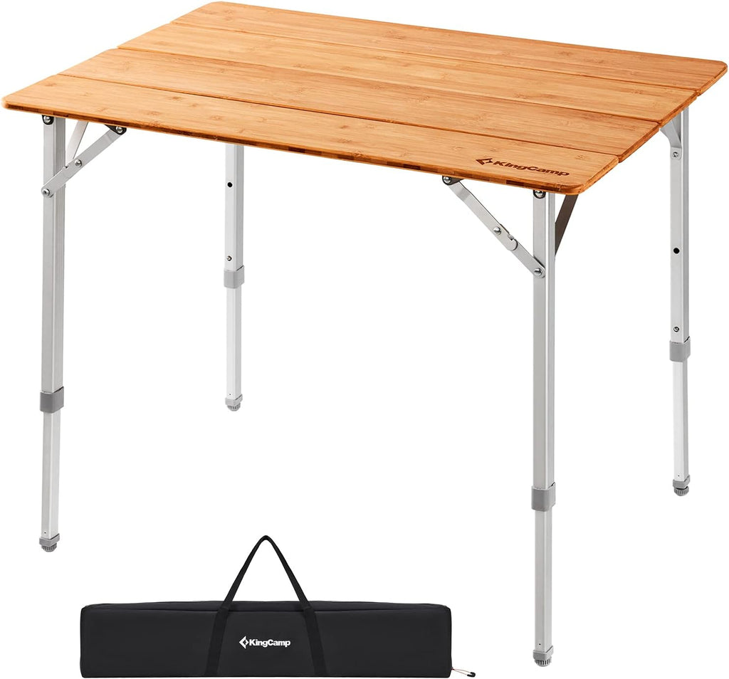 Bamboo Folding Camping Table with Adjustable Height M864