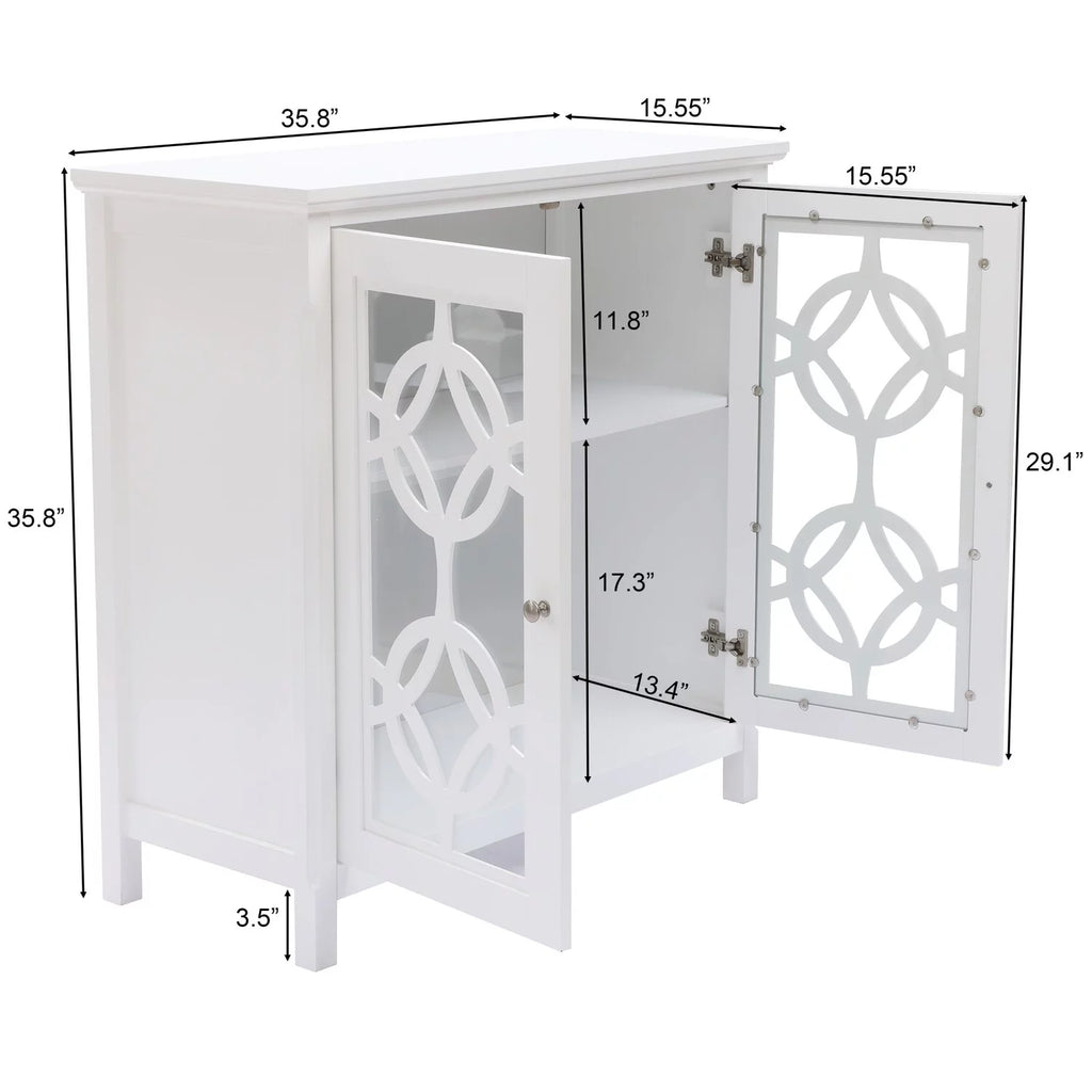 White Wood 2 Door Storage Cabinet E56469