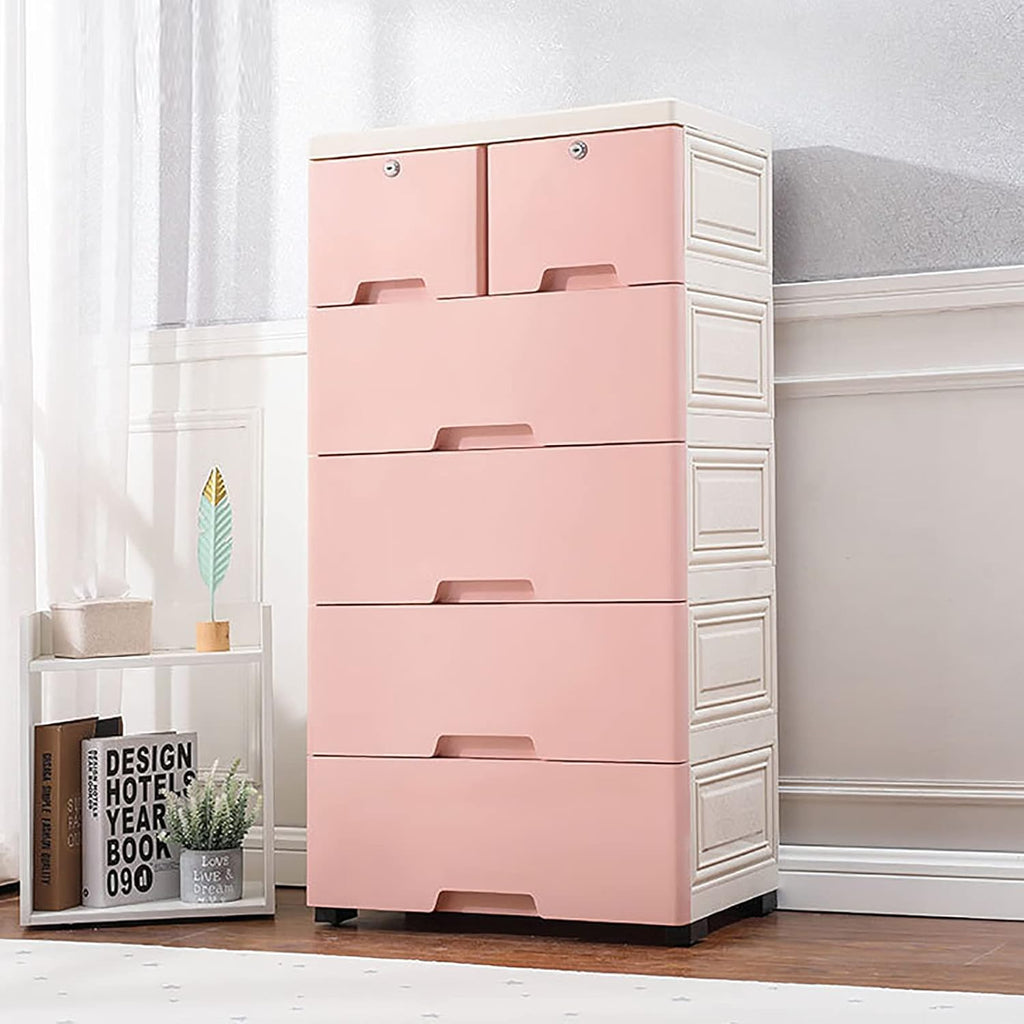 5 Layers 6 Drawer Pink Storage Cabinet V589550
