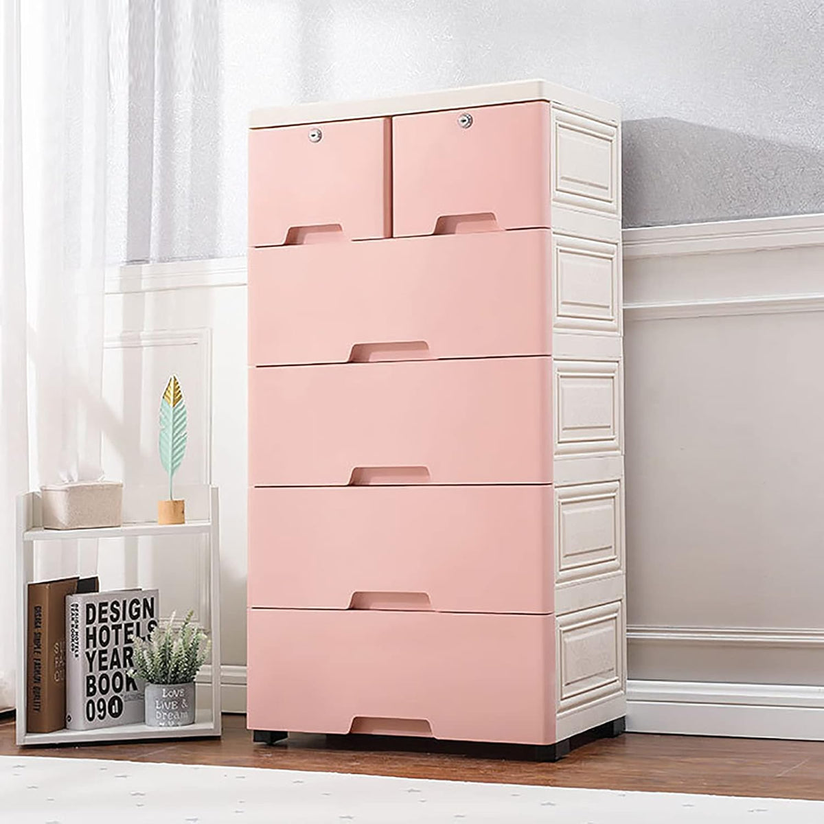 5 Layers 6 Drawer Pink Storage Cabinet V589550