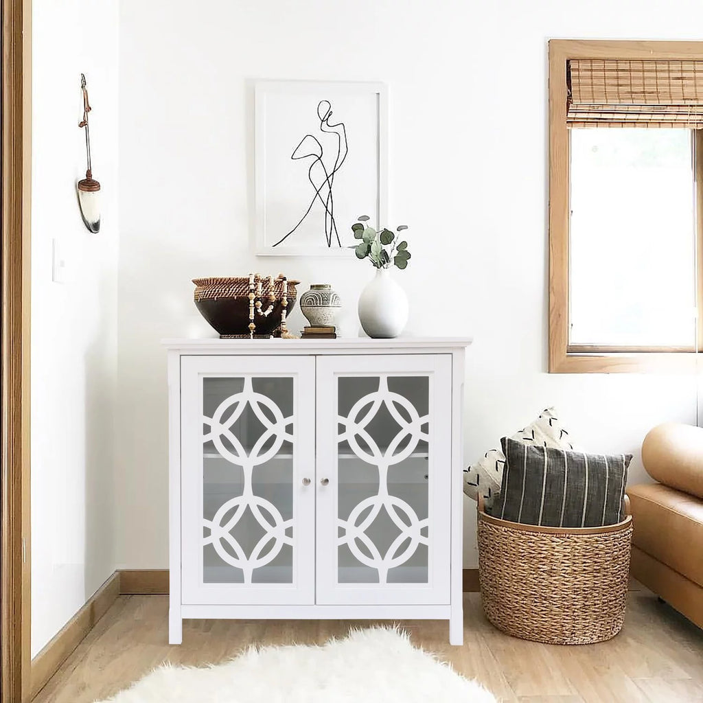 White Wood 2 Door Storage Cabinet E56469