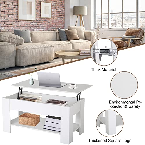 Black Wooden Lift Top Coffee Table with Storage Shelf Q7864