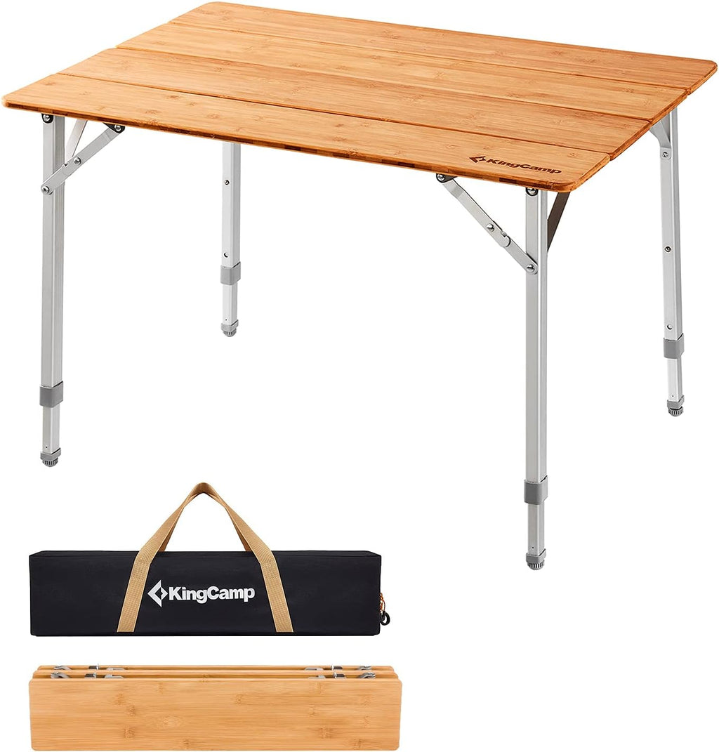 Bamboo Folding Camping Table with Adjustable Height M864