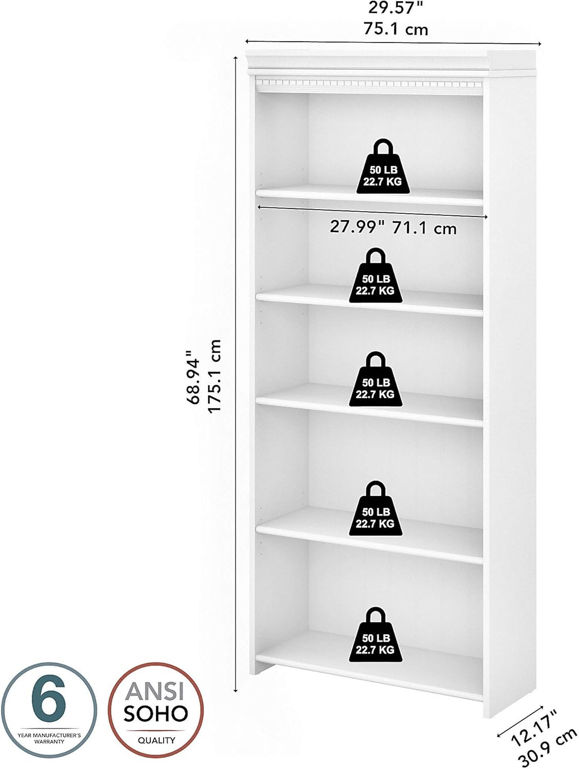 Tall 5 Shelf Bookcase Q1643