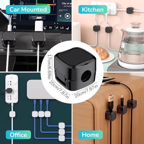 Black 6 Pcs Magnetic Cable Organizer Clips K24161