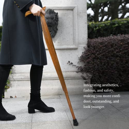 Natural Solid Wood Walking Cane with 3 Rubber Tips and Travel Bag W38777