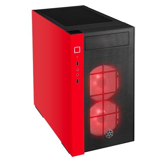 Micro-ATX Case with Tempered Glass Side Panel RGB Fans Black & Red Z58723
