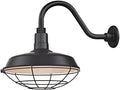 Black Gooseneck Outdoor Barn Light with Caged Shade K78732
