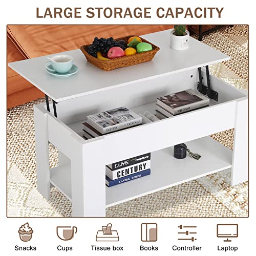 Black Wooden Lift Top Coffee Table with Storage Shelf Q7864