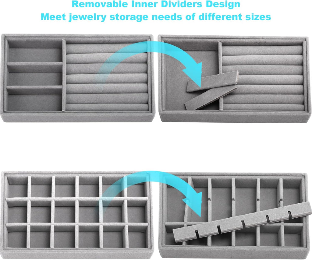 4 Pcs Velvet Jewelry Organizer Trays W8332