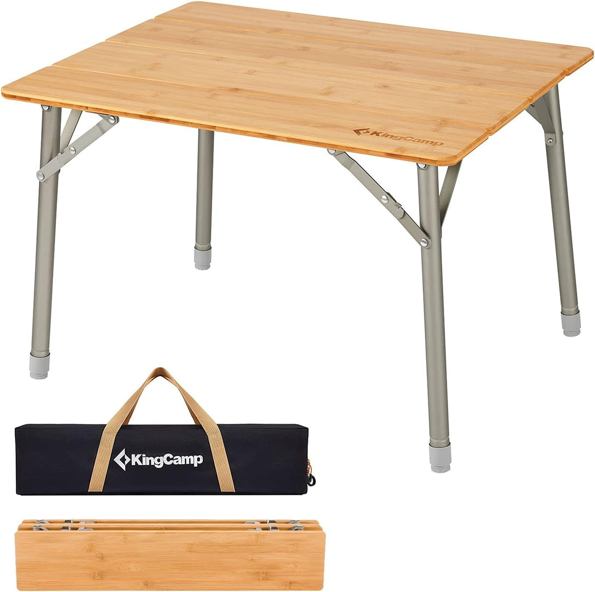 Bamboo Folding Camping Table with Adjustable Height M864