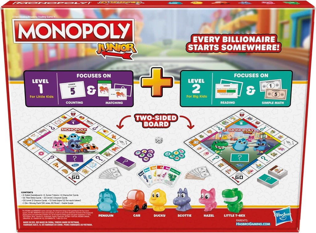 Monopoly Junior Board Game, 2-Sided Gameboard, 2 Games in 1 L129611