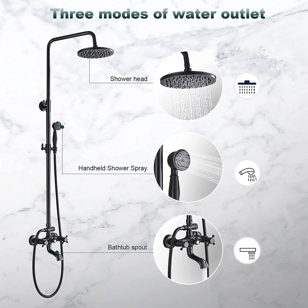 Oil Rubbed Bronze Exposed Shower Faucet Set 8" Rain Head T837