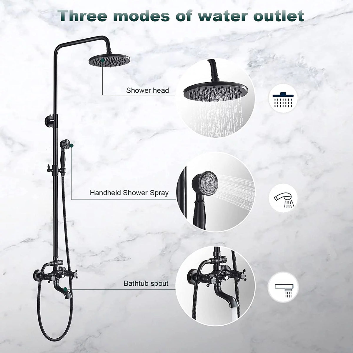 Oil Rubbed Bronze Exposed Shower Faucet Set 8" Rain Head T837