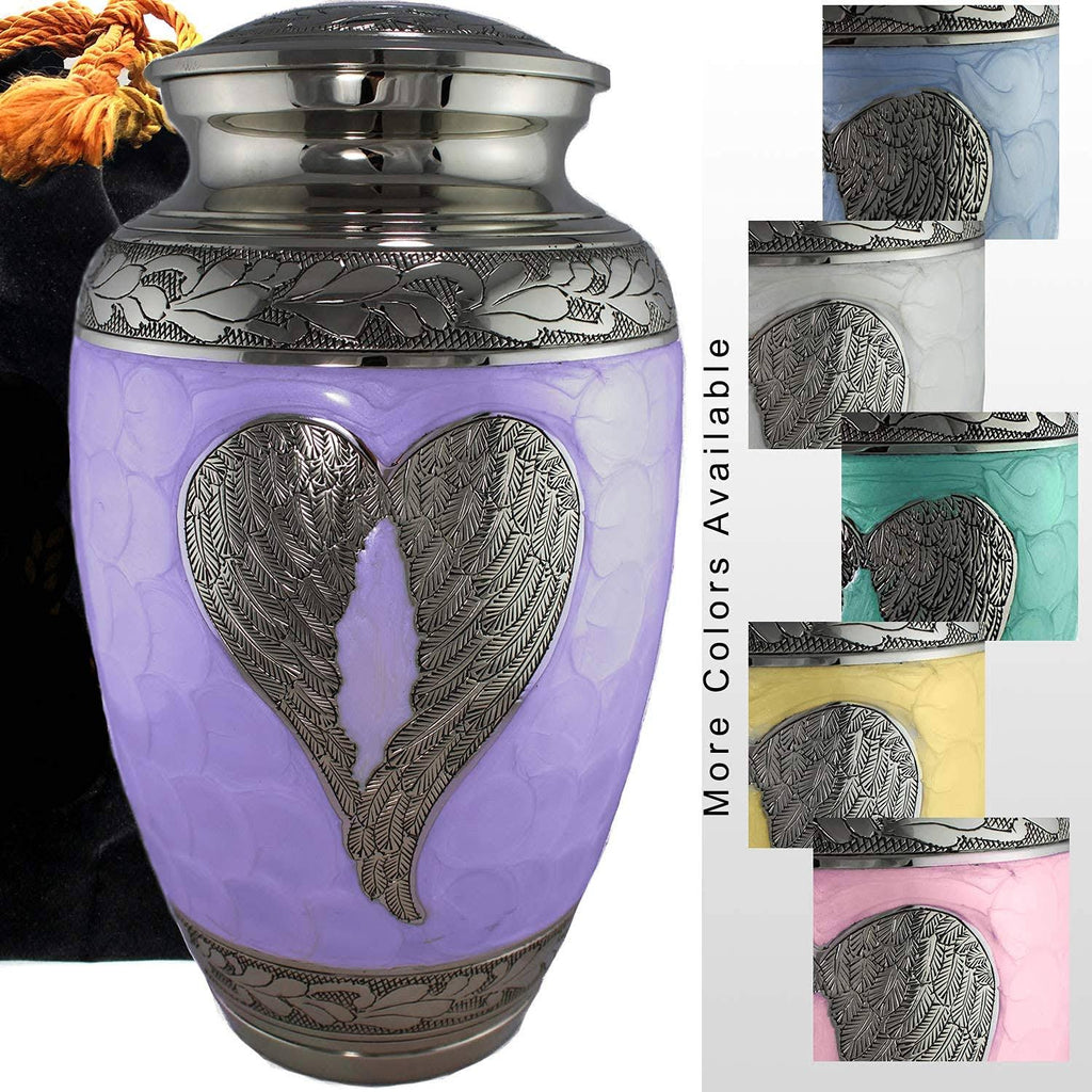 Lilac/Silver Angel Wings Cremation Urns V433
