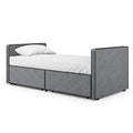 Twin Size Platform Bed Frame with 2 Storage Drawers in Gray Fabric G82666
