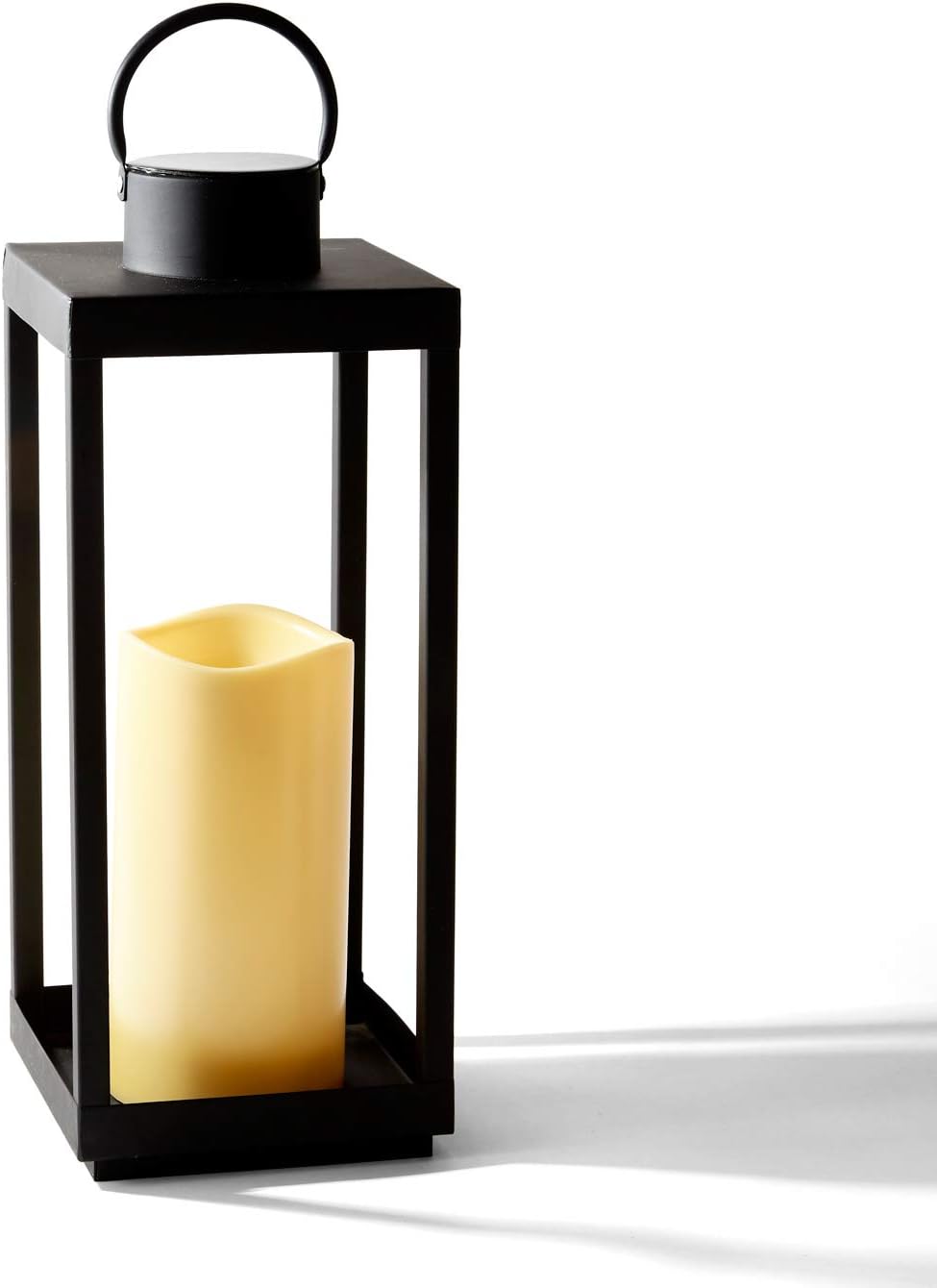 Large Outdoor Solar Lantern with Flameless Pillar Candle L558