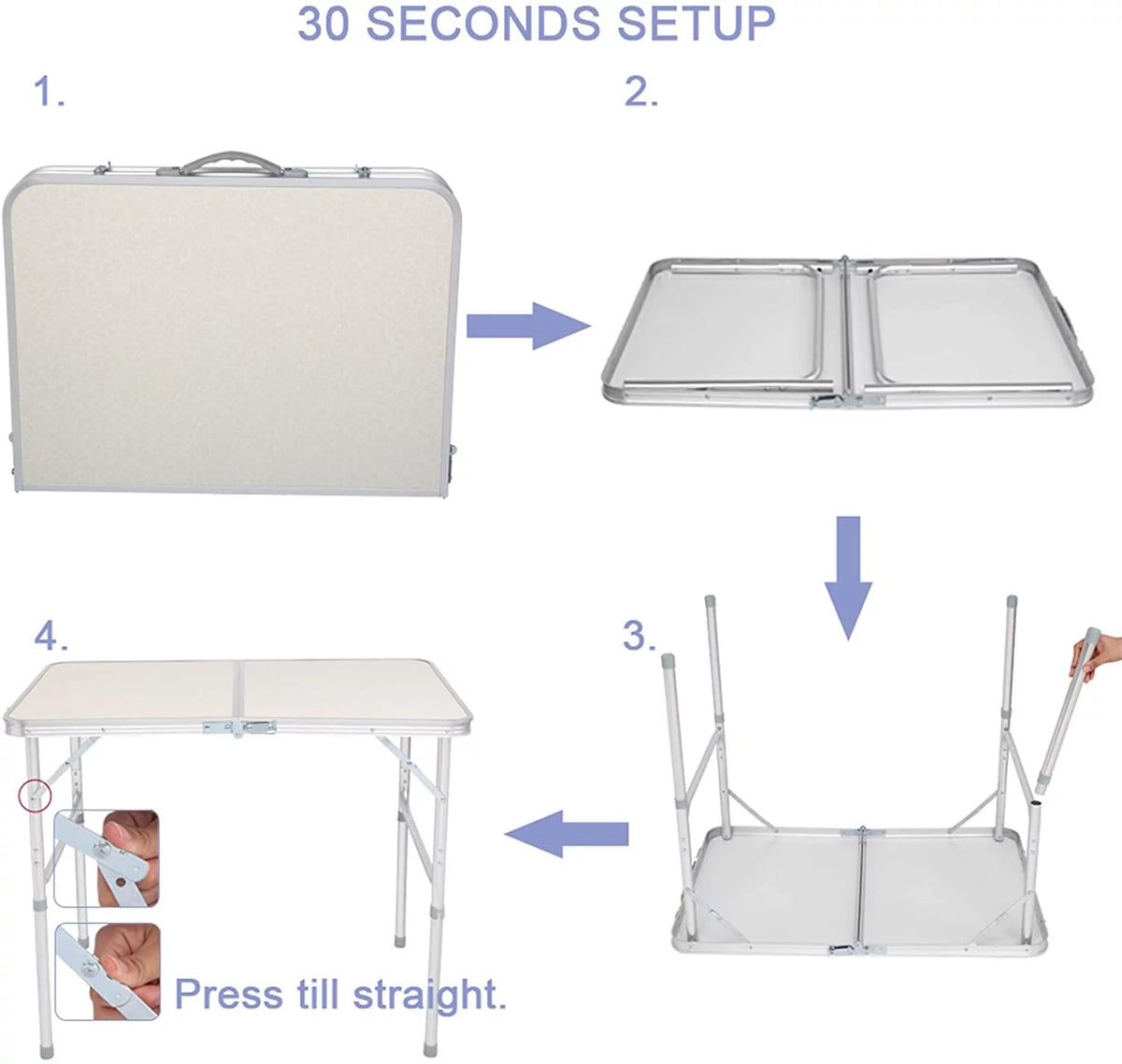 Aluminum Height Adjustable Portable Folding Table S4141