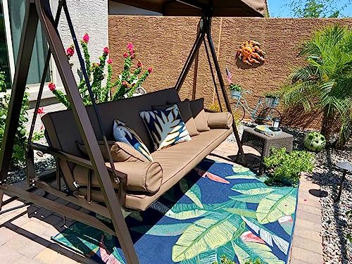 Grey 3-seat Outdoor Swing Chair with Canopy and Cup Holder C603