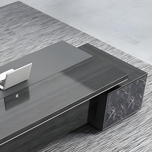 Black L-Shaped Executive Desk with Drawers 79" L x 63" W x 29.5" H Right Hand Return J14720