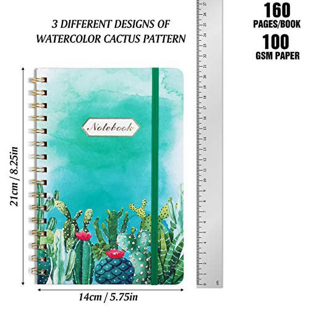 3 Pack A5 Spiral Notebook, Ruled Journal, Hardcover, 160 Pages D67916