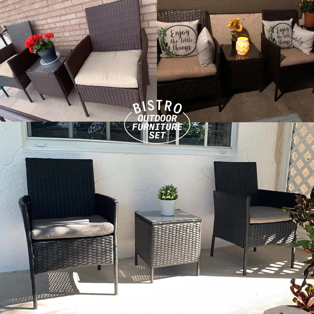 3 Piece Rattan Outdoor Furniture Set L2664