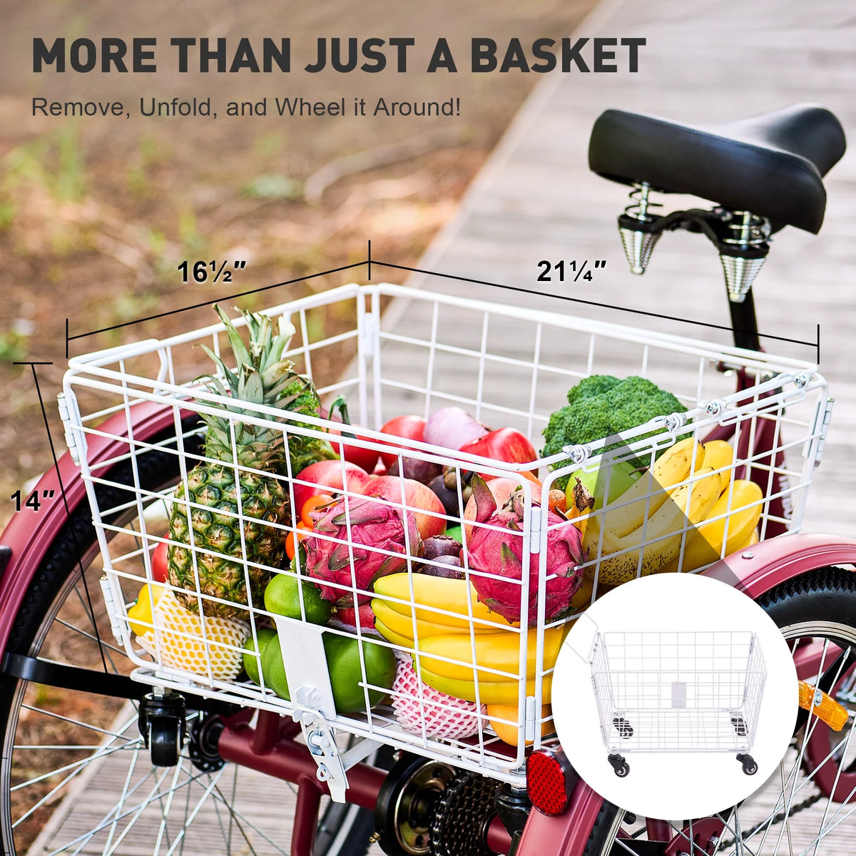 24 Inch 7 Speed Adult Trike with Adjustable Seat and 2 Baskets Matte Gray B455276
