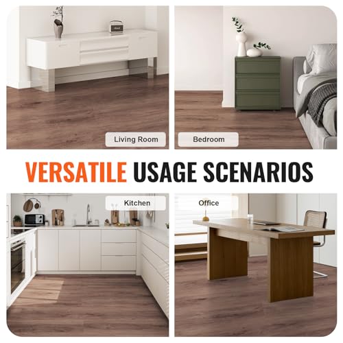 Interlocking Vinyl Floor Tiles 48 x 7.3 inch 10 Tiles 5.5mm Thick Natural Wood Grain H28861