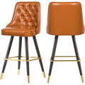 Cognac Vegan Leather Counter Stool Set of 2 R737