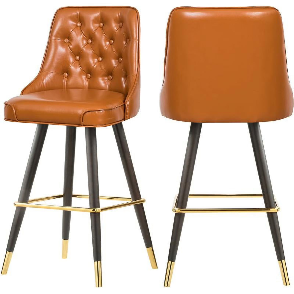 Cognac Vegan Leather Counter Stool Set of 2 R737